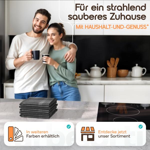Microfaser Geschirrtücher grau 10 Stueck Set